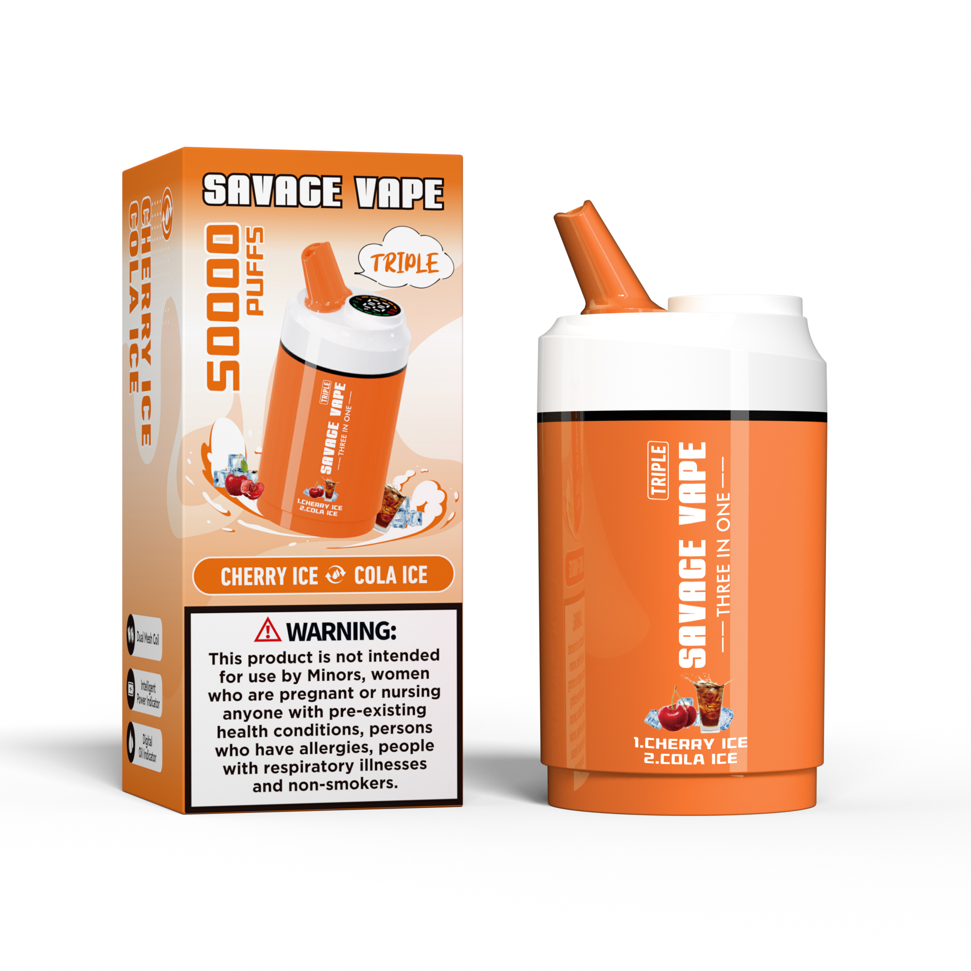 Savage Vape Triple 50000 Puffs 50K три в одном 3 в 1 одноразовый vape -strawberry Ice & Awrmelon Ice