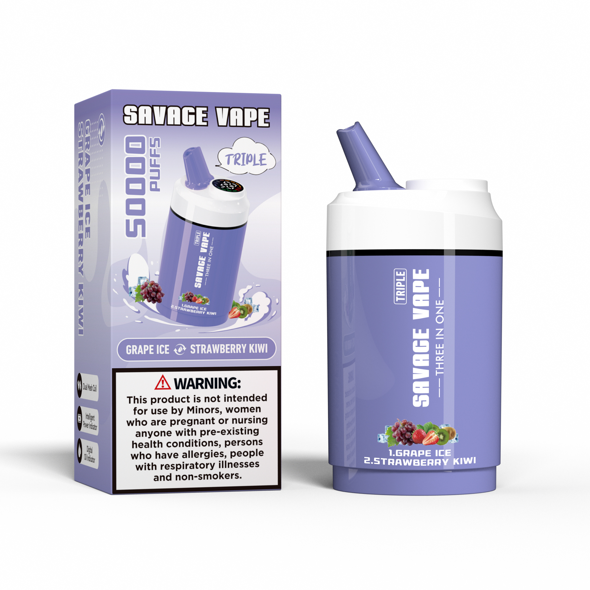 Savage Vape Triple 50000 Puffs 50K три в одном 3 в 1 одноразовый vape -strawberry Ice & Awrmelon Ice