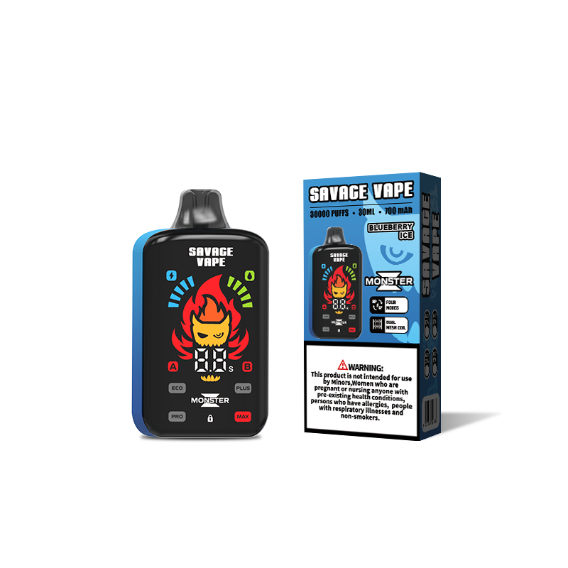 Оригинальный дикий монстр z 30000 Puff 30k одноразовый Vape e Сигарета Двойная сетчатая катушка 5% NIC Salt- черничный лед