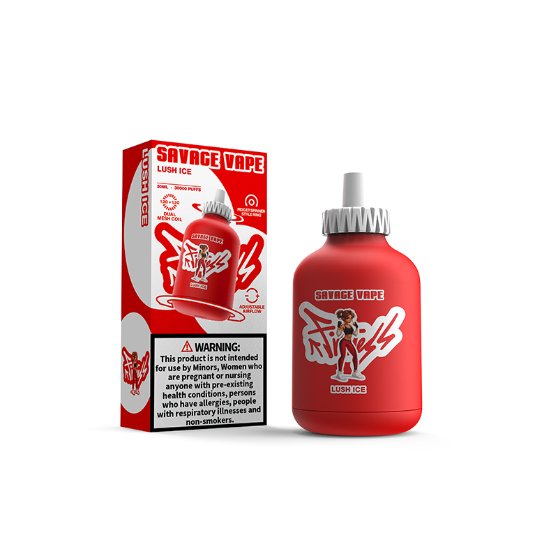 Оптовая продажа Savage Fitness 30000 Puff 30K Одноразовая электронная сигарета Vape Регулируемый поток воздуха 30 мл 50 мг Никель-солевая жидкость - Lush Ice