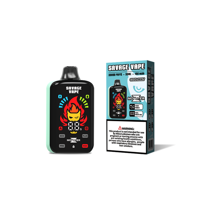 Оптовая продажа Savage Vape Monster Z 30000 Puff 30k Одноразовая электронная сигарета Vape с двойной сетчатой ​​катушкой-Cool Mint