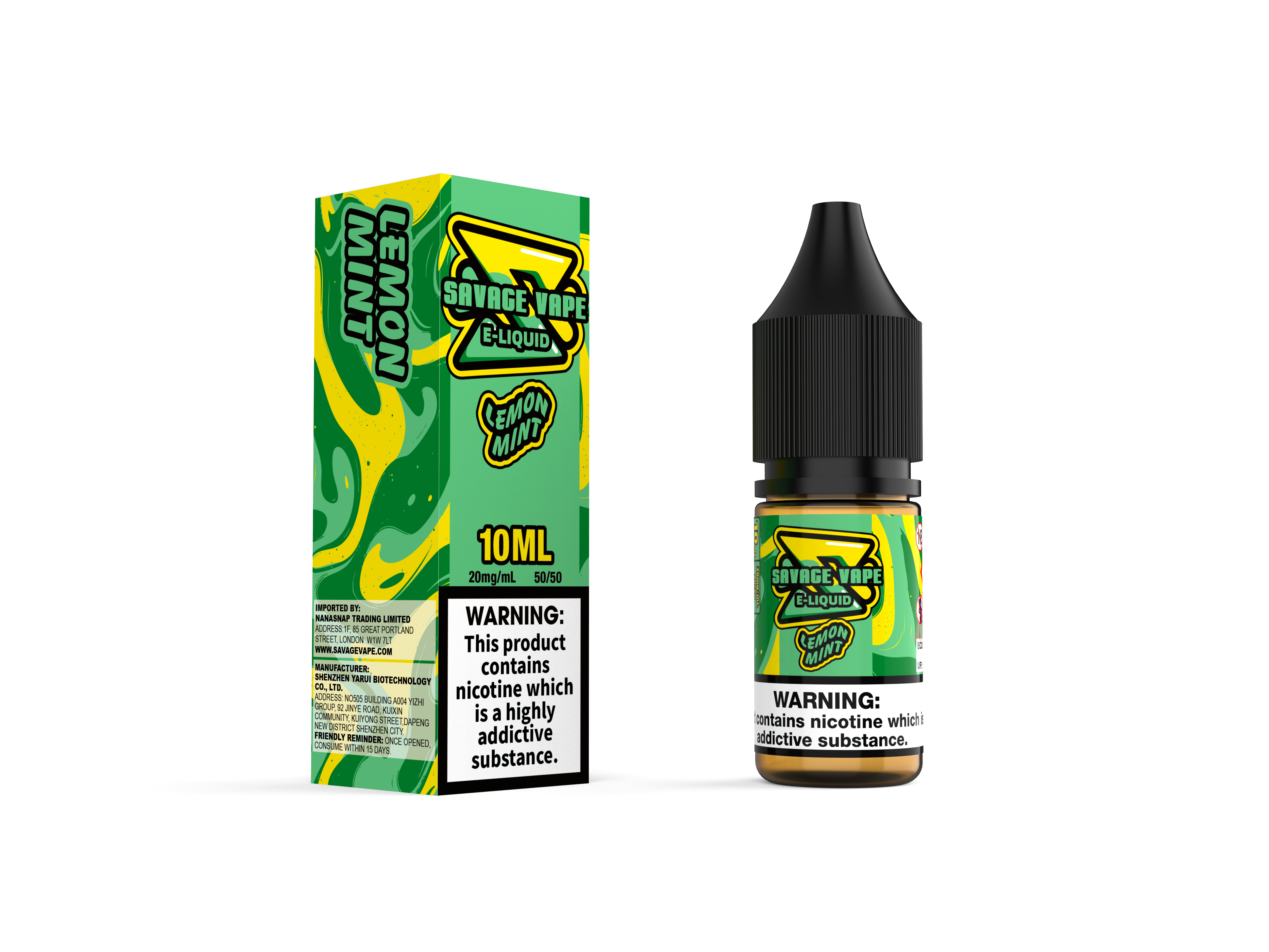 Savage Vape E-сок 2 мг никотиновая соль 10 мл TPD-Lemon Mint