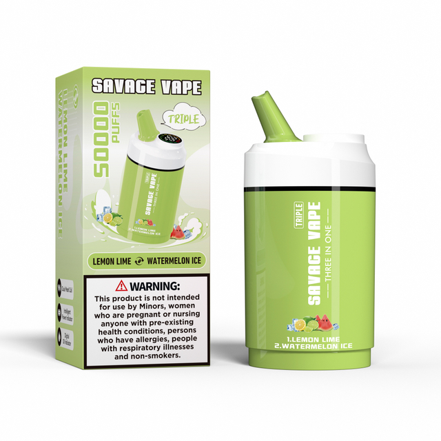 Savage Vape Triple 50000 Puffs 50K три в одном 3 в 1 одноразовый вейп двойной аромат-Watermelon Ice & Mixed Berry