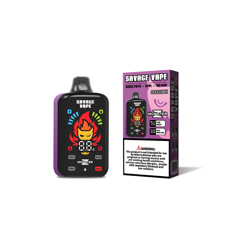 Оригинальный Savage Monster Z 30000 Puff 30k одноразовый Vape E Сигарета Двойная сетчатая катушка 5% NIC Salt- Banana Ice