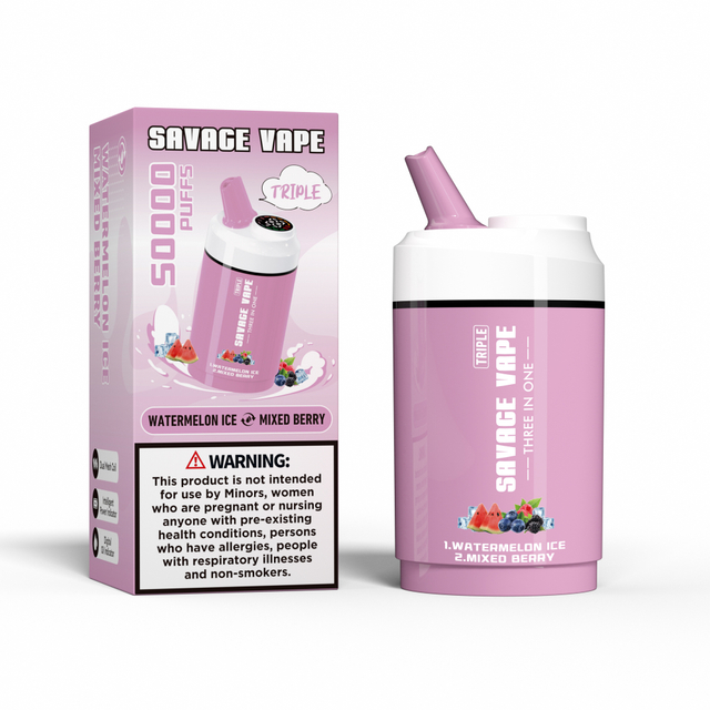 Savage Vape Triple 50000 Puffs 50K три в одном 3 в 1 одноразовый вейп-лимонный лайм и арбуз 