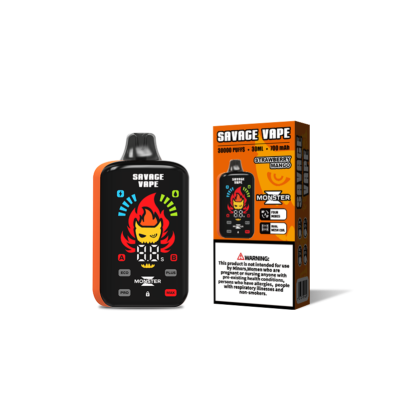 Горячая продажа Savage Monster Z 30000 Puff, одноразовая электронная сигарета Vaper 30k, регулируемый поток воздуха, клубника, манго