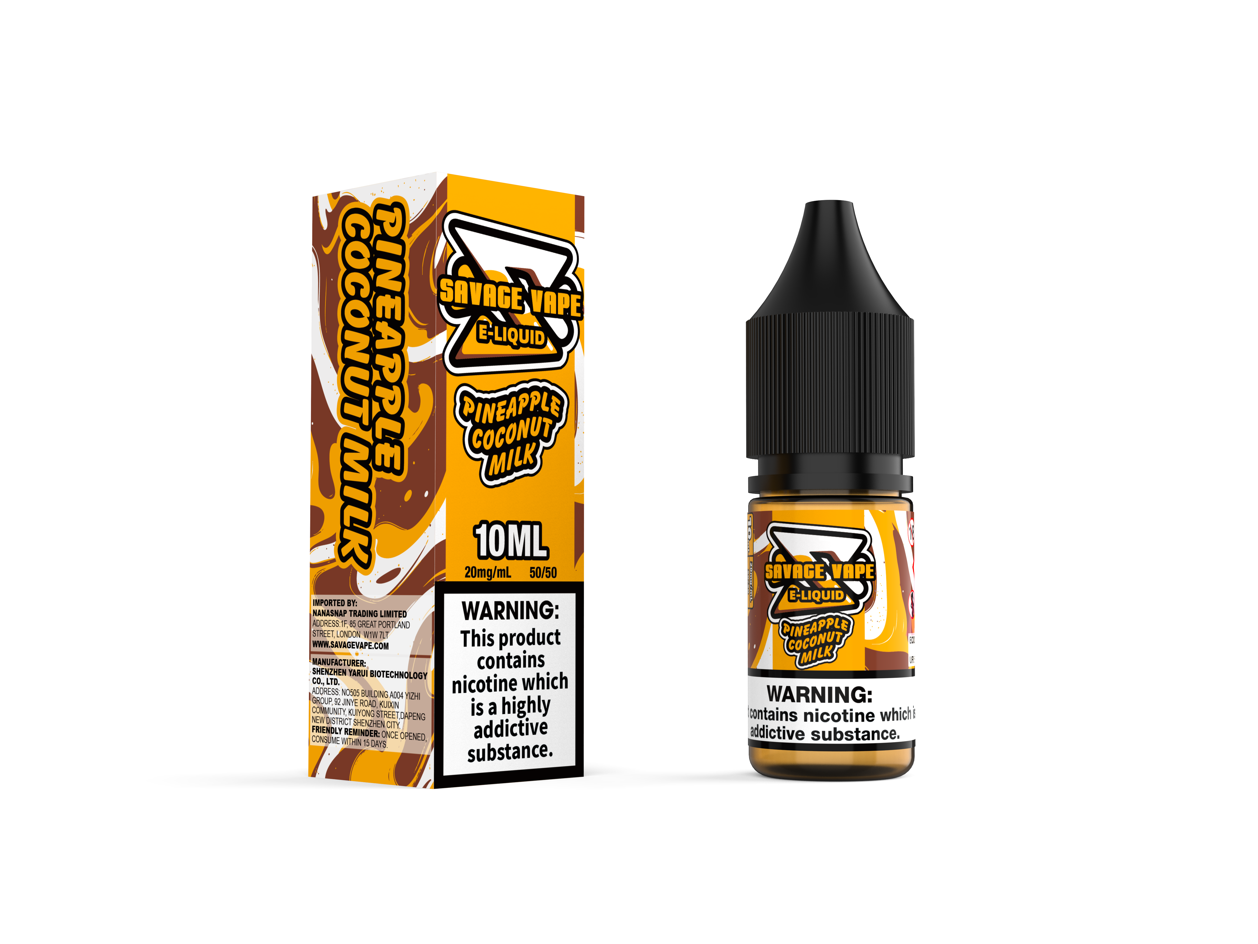 Savage Vape E Liquid 2 мг никотиновая соль 10 мл TPD- ананасовый кокосовый молоко