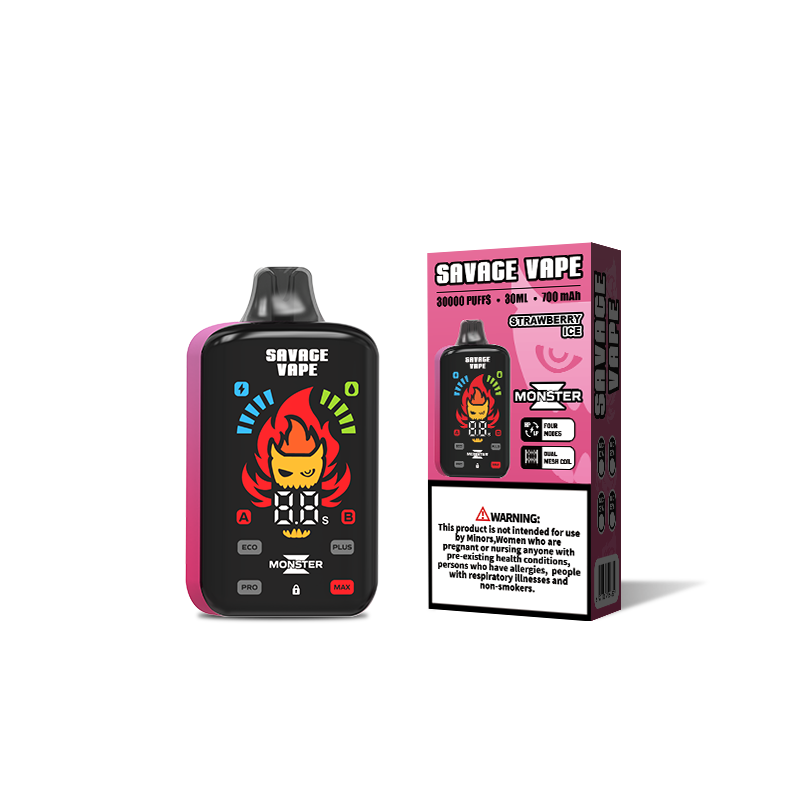 Оригинальный Savage Monster Z 30000 Puff 30k одноразовый Vape E Сигарета Двойная сетчатая катушка 5% NIC Salt- Banana Ice