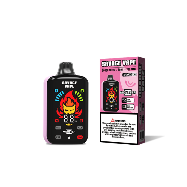 Оптовая продажа Savage Monster Z 30000 Puff 30k Одноразовый вейп 25000 25k Электронная сигарета-Peach Ice