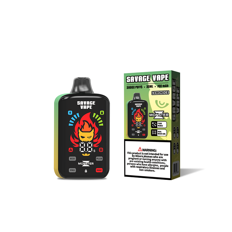 Оригинальный дикий монстр Z 30000 Puff 30k одноразовый Vape E Сигаретный Двойной Сетчатая катушка 5% NIC Salt-Lemon Ice