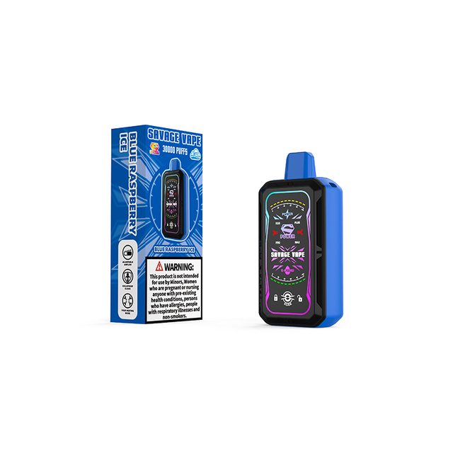 Склад в ЕС Savage S Power 30k Puff 30000 Одноразовая электронная сигарета Vape с двойной сетчатой ​​катушкой 4 Регулируемая мощность 700 мАч - Bluberry Raspberry