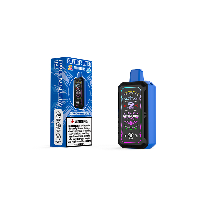 Склад в ЕС Savage S Power 30k Puff 30000 Одноразовая электронная сигарета Vape с двойной сетчатой ​​катушкой 4 Регулируемая мощность 700 мАч - Bluberry Raspberry