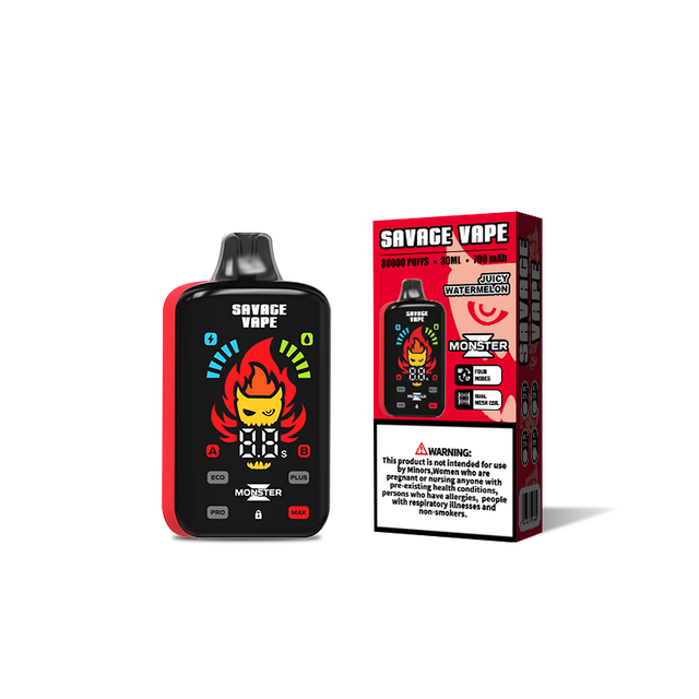 Склад ЕС Savage Vape Monster Z 30000 Puff 30k Одноразовая электронная сигарета Vape Регулируемая мощность - Сочный арбуз