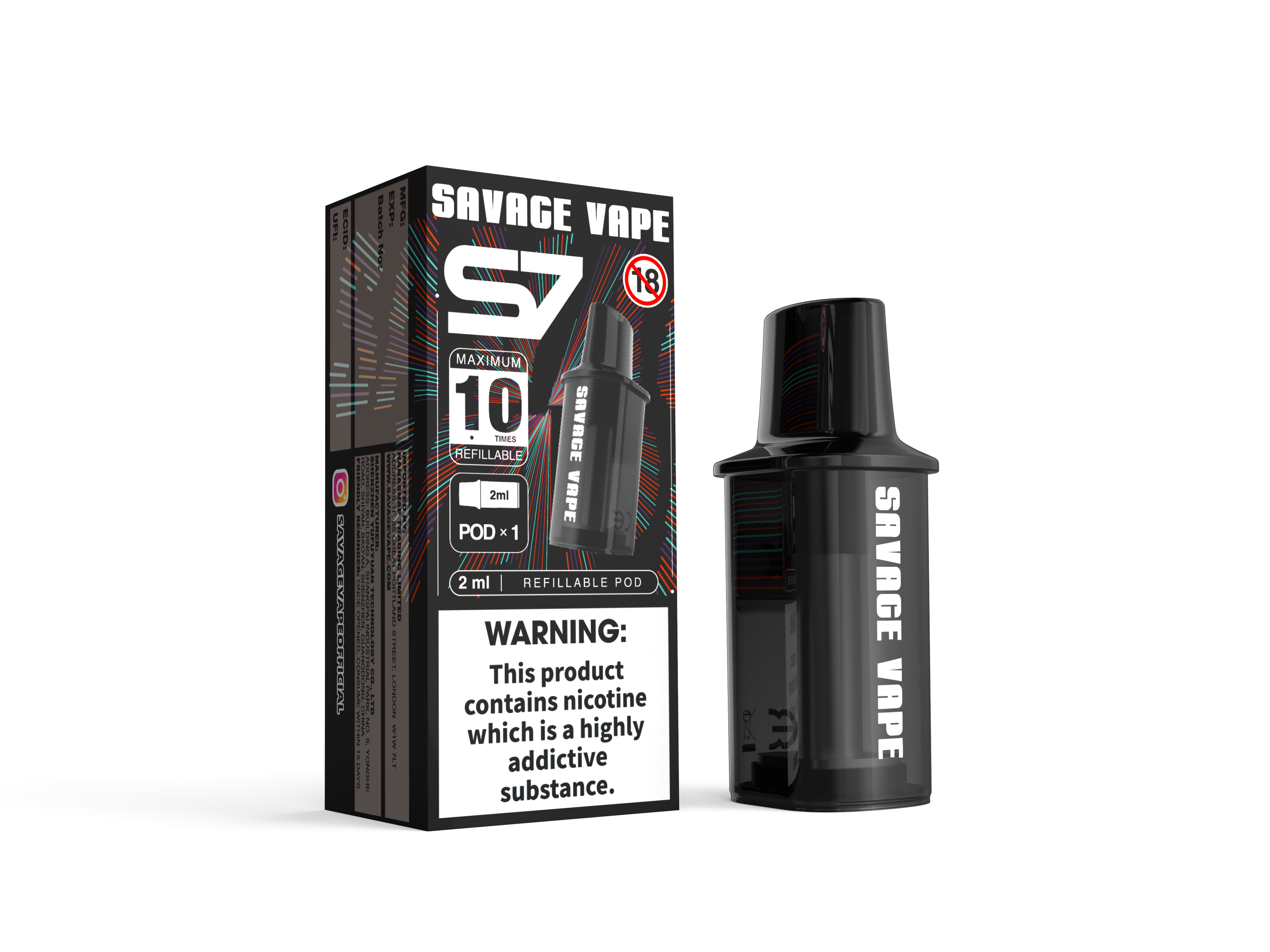 Savage Vape S7 Заполняемый замену 2 мл штукапторов устройства 700 мАч батарея - TPD